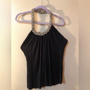 Cable & Gauge black and metal halter top. Large